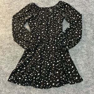 Valfre Black White Stars Long Sleeve Mini Skater Dress A42